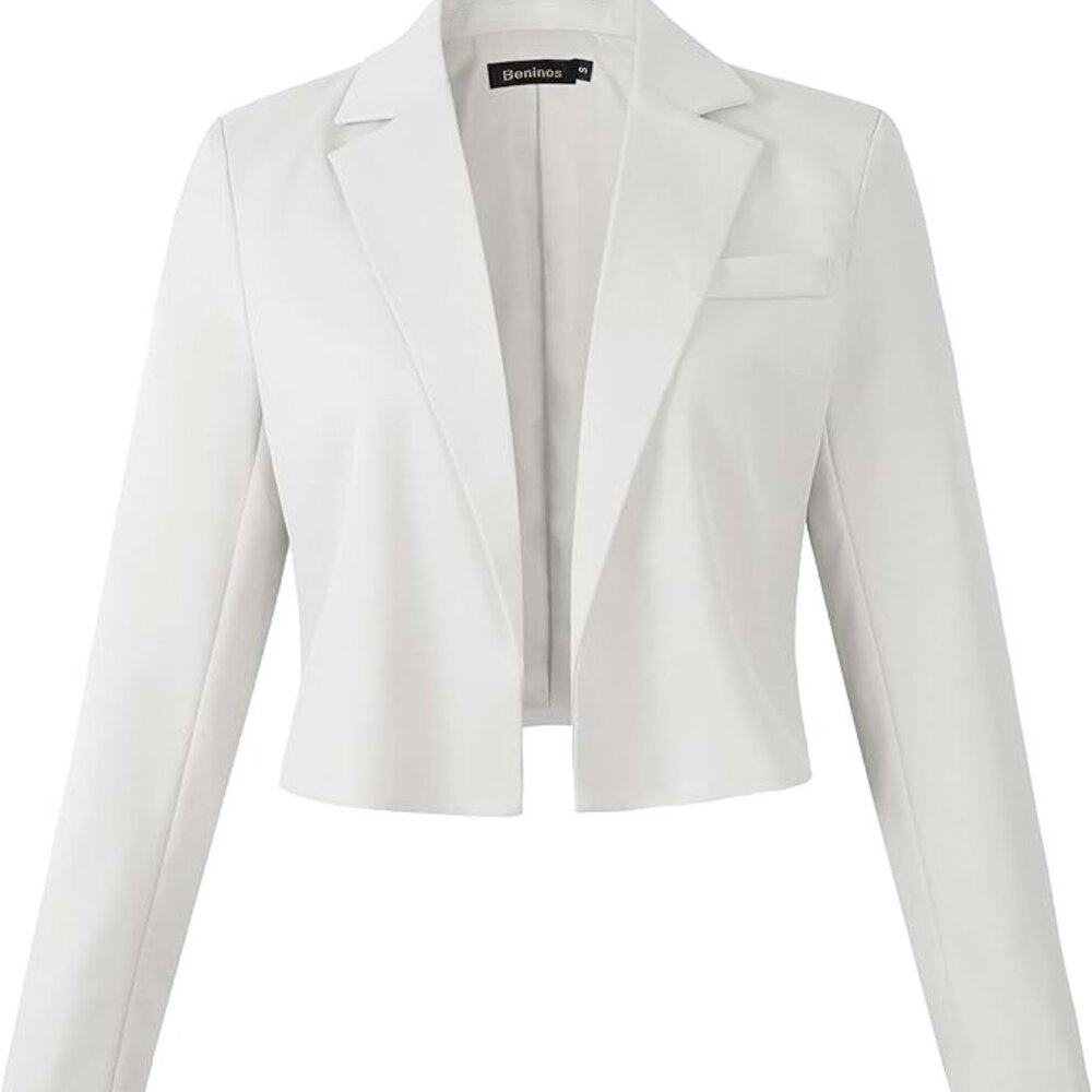 Beninos Womens Casual Blazers Open Front Cropped Blaze